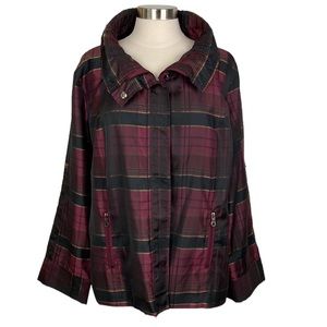 Puli Purple Black Plaid Windbreaker Lightweight Jacket